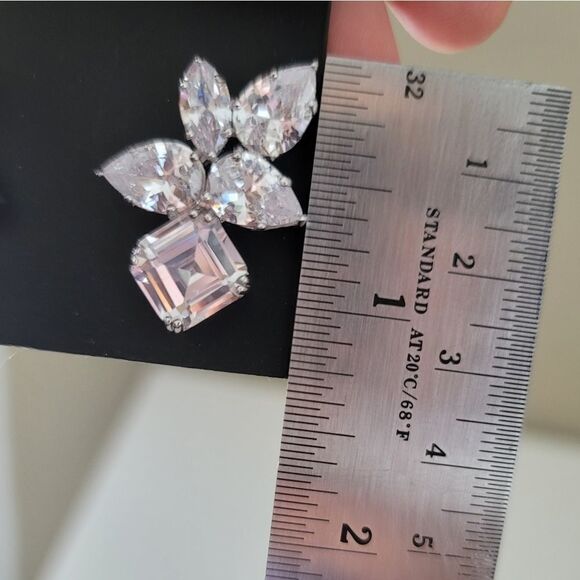 Earrings Cubic Zirconia Nina Silver Toned Earrings NWT #0331 - Picture 7 of 8